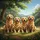 Four Golden Retrievers Side-by-Side Lush Forest Hills Clear Sky - Dog Lover Gift for Pet Owners Spare Tire Cover - 6