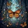 Monarch Butterfly Swarm Glowing Orbs Botanical Twilight Forest - Butterfly Lover Gift Spare Tire Cover - 6