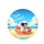 Maltese Dog Sunglasses Watermelon Swim Ring Beach Scene - Summer Holiday Vacation Spare Tire Cover - 4