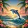 Striped Dolphin Ocean Wave Hibiscus Palm Sunset - Travel Essentials Gift Spare Tire Cover - 6