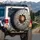 Brown Monkey Gripping Crumbling Cracked Stone Wall Shadowy Void - Adventure Enthusiast Gift Spare Tire Cover - 3