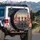 Gaunt Alien Figures Observation Deck Desert Landscape - Otherworldly Travel Gift Spare Tire Cover - 3