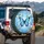 Iridescent Blue Morpho Butterflies Floral Blossoms - Nature Lover Gift Spare Tire Cover - 3