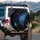 Iridescent Azure Sapphire Butterflies Swarm on Deep Black - Wildlife Lover Gift Spare Tire Cover - 3