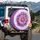Glistening Purple Aster Flowers Water Droplets - Home Decor Gift for Garden Lovers Spare Tire Cover - 3
