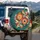 Retro Floral Abstract Waves Organic Leaves - Home Decor Gift for Flower Lover Spare Tire Cover - 3