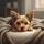 Blonde Brown Fur Yorkshire Terrier Puppy Resting Plush Rug - Home Decor Gift for Dog Lover Spare Tire Cover - 6