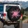 Pink Cherry Blossoms Falling Petals Black Stardust - Nature Lover Gift Spare Tire Cover - 3