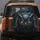 Menacing Dark Metallic Cybernetic Owl Head Glowing Golden-Orange Eyes - Sci-Fi Enthusiast Gift Spare Tire Cover - 5