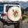 Red Yellow Floral Botanical Blossoms Vines Parchment - Home Decor Gift Spare Tire Cover - 3