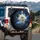 White Flower Emerald Gemstone Celestial Moon - Cosmic Decor Gift Spare Tire Cover - 3