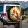 Scarlet Macaw Tropical Hibiscus Foliage - Wildlife Lover Gift for Bird Lover Spare Tire Cover - 3