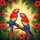 Scarlet Macaw Tropical Hibiscus Foliage - Wildlife Lover Gift for Bird Lover Spare Tire Cover - 6