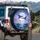 Majestic Deep Blue Manta Ray Cosmic Stars Leaping Ocean Twilight Sky - Wildlife Lover Gift Spare Tire Cover - 3