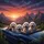 Happy Poodles Classic Car Mountain Sunset - Dog Lover Gift Spare Tire Cover - 6