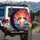 Meeting Dolphins Turbulent Ocean Waves Sunset Sunburst Scene - Marine Life Lover Gift Spare Tire Cover - 3