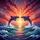 Meeting Dolphins Turbulent Ocean Waves Sunset Sunburst Scene - Marine Life Lover Gift Spare Tire Cover - 6