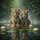 Bengal Tiger Cubs Lily Pad Water Lilies Jungle Pond - Wildlife Lover Gift Spare Tire Cover - 6