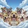 Happy Pitbull Dog Group Blue Sky Clouds - Dog Lover Gift Spare Tire Cover - 6