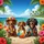 Dachshund Dogs Hawaiian Beach - Road Trip Gift for Dog Lover Spare Tire Cover - 6