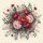 Vibrant Red Pink Rose Cluster Teal Green Foliage Berry Arrangement - Garden Lover Gift Spare Tire Cover - 6