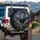 Male Lion Dark Mane Golden Eyes Jagged Rock Savanna Stormy Twilight - Wildlife Lover Gift Spare Tire Cover - 3