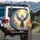 White Griffin Golden Filigree Luminous Blue Eyes - Fantasy Lover Gift Spare Tire Cover - 3