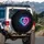 Luminous Paw Print Heart Swirls Electric Blue Magenta Light - Dog Cat Lover Gift Spare Tire Cover - 3