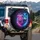 Curious Lion Cub Stoic Wolf Neon Cosmic Nebula - Wildlife Lover Home Decor Gift Spare Tire Cover - 3