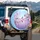 Pink Sakura Turquoise Butterfly - Spring Garden Nature Lover Gift Spare Tire Cover - 3