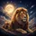 Majestic Lion Golden Mane Full Moon Galaxy Night Sky - Wildlife Lover Gift Spare Tire Cover - 6