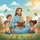 Jesus and Children Wildflower Meadow - Religious Faith Gift for Believers Spare Tire Cover - 6