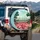 Pink Flamingos City Skyline Urban Park Scene - Wildlife Home Decor Gift for Bird Lovers Spare Tire Cover - 3