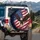 Bald Eagle In Flight Distressed American Flag Stars - Independence Day Gift for Veterans Spare Tire Cover - 3
