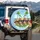 Dogs Sunglasses Coastal Road Palm Trees - Summer Vacation Travel Gift for Dog Lover Spare Tire Cover - 3