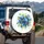 Deep Blue Sky Blue Yellow Teal Green Flowers Blossoms Leaf Shapes - Home Decor Gift Spare Tire Cover - 3