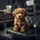 Small Golden-Brown Puppy Bright Eyes Dark Upholstery Interior - Dog Lover Gift Spare Tire Cover - 6