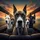 Five Great Danes Sunset Road Trip - Dog Lover Adventure Gift Spare Tire Cover - 6