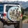 Four Dalmatian Dogs Spotted Coats Amber Eyes Rolling Hills Scenic Vista - Dog Lover Gift Spare Tire Cover - 3