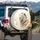 White Lion Head Golden Eyes Flowing Fur Ethereal Gold Swirls - Wildlife Lover Gift Spare Tire Cover - 3