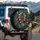 Opulent Leopard Ribbon Bow Dark Jungle Leaves - Vehicle Accessory Gift Spare Tire Cover - 3