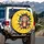 Cheerful Brown Monkey Vibrant Yellow Fractured Surface - Wildlife Lover Gift Spare Tire Cover - 3