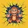 Cheerful Brown Monkey Vibrant Yellow Fractured Surface - Wildlife Lover Gift Spare Tire Cover - 6