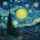 Towering Cypress Tree Swirling Sky Glowing Moon Radiant Stars Village Hills - Home Decor Gift Spare Tire Cover - 6