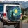 Towering Cypress Tree Swirling Sky Glowing Moon Radiant Stars Village Hills - Home Decor Gift Spare Tire Cover - 3