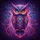 Mismatched Eyes Owl Swirling Feathers Tendrils - Glowing Starry Fantasy Lover Gift Spare Tire Cover - 6