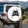 Black Cat Large Round White Eyes Peeking Paw Prints - Cat Lover Everyday Gift Spare Tire Cover - 3