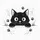 Black Cat Large Round White Eyes Peeking Paw Prints - Cat Lover Everyday Gift Spare Tire Cover - 6