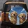 Golden Retrievers Pink Tongue Squinting Blue Sky Cumulus Clouds - Dog Lover Gift Spare Tire Cover - 5