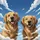 Golden Retrievers Pink Tongue Squinting Blue Sky Cumulus Clouds - Dog Lover Gift Spare Tire Cover - 6